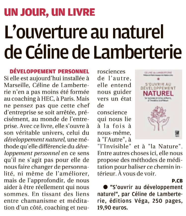 article-presse-la-provence-livre-developpement-naturel